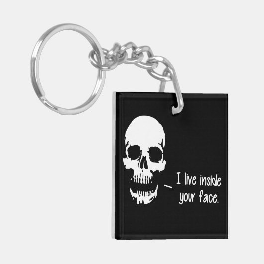 スカルはあなたの顔の中に住んでいます キーホルダー (正面左)