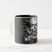 スカルはとの、角、十字、翼個人化なります上がりました ツートーンマグカップ (正面左)