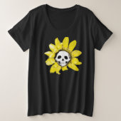 スカルひまわりプリント – すべてのスタイル男性/女性/子供 プラスサイズTシャツ (デザイン正面)