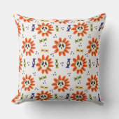 スカルひまわり柄 – ハロウィン不気味 クッション (正面)