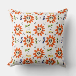 スカルひまわり柄 – ハロウィン不気味 クッション