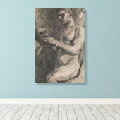 スカルを持つ男性の体（アルバート・エーデルフェルト著） キャンバスプリント (インサイチュ (ウッドフロア))