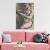 スカルを持つ男性の体（アルバート・エーデルフェルト著） キャンバスプリント (インサイチュ (リビング))