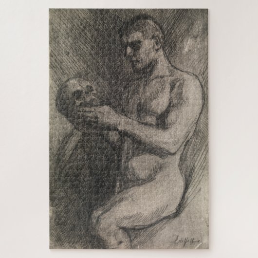 スカルを持つ男性の体（アルバート・エーデルフェルト著） ジグソーパズル (縦)