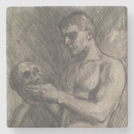 スカルを持つ男性の体（アルバート・エーデルフェルト著） ストーンコースター