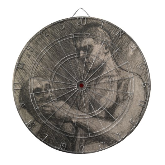 スカルを持つ男性の体（アルバート・エーデルフェルト著） ダーツボード (正面)