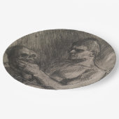 スカルを持つ男性の体(アルバート・エーデルフェルト著) ペーパープレート (アングル)