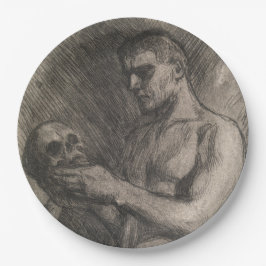 スカルを持つ男性の体（アルバート・エーデルフェルト著） ペーパープレート