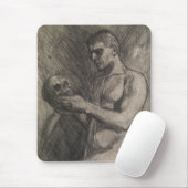 スカルを持つ男性の体（アルバート・エーデルフェルト著） マウスパッド (マウス)