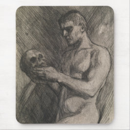 スカルを持つ男性の体（アルバート・エーデルフェルト著） マウスパッド