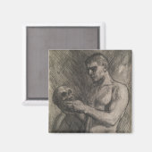 スカルを持つ男性の体（アルバート・エーデルフェルト著） マグネット (正面/裏面)