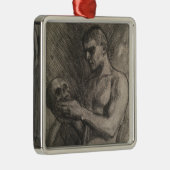 スカルを持つ男性の体（アルバート・エーデルフェルト著） メタルオーナメント (右)