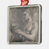 スカルを持つ男性の体（アルバート・エーデルフェルト著） メタルオーナメント (左)