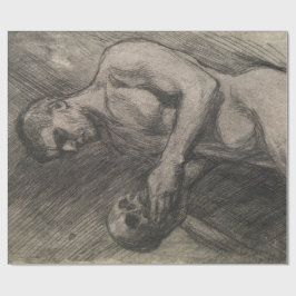 スカルを持つ男性の体（アルバート・エーデルフェルト著） ラッピングペーパー