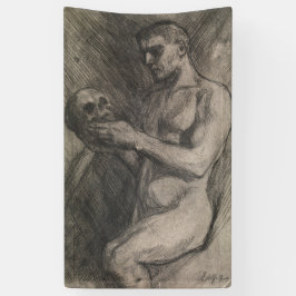 スカルを持つ男性の体（アルバート・エーデルフェルト著） 横断幕