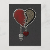 スカルを搭載するゴシック様式ハート ポストカード (正面)