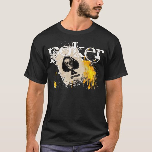 スカルを搭載するトランプのポーカー Tシャツ (正面)