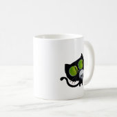 スカルを搭載するハロウィン黒い猫 コーヒーマグカップ (正面右)