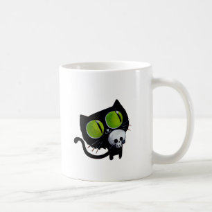 スカルを搭載するハロウィン黒い猫 コーヒーマグカップ