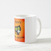 スカルを搭載するハロウィン黒い猫 コーヒーマグカップ (正面右)