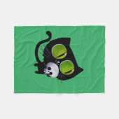 スカルを搭載するハロウィン黒い猫 フリースブランケット (正面(横))