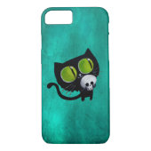 スカルを搭載するハロウィン黒い猫 Case-Mate iPhoneケース (裏面)