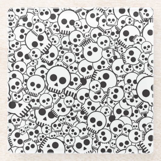 スカルを搭載するパターン ガラスコースター (正面)