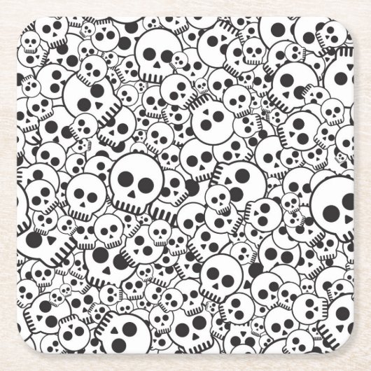 スカルを搭載するパターン スクエアペーパーコースター (正面)