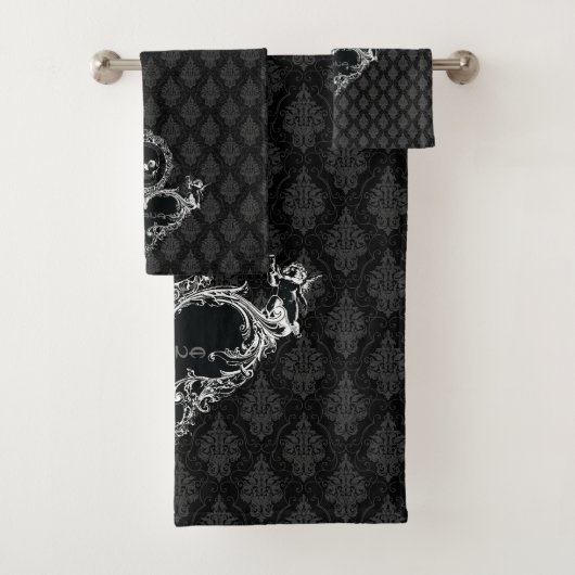 スカルを搭載するビクトリアンなハート バスタオルセット (インサイチュ)