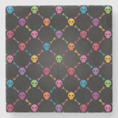 スカルを搭載する多彩なパターン ストーンコースター (正面)