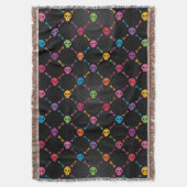 スカルを搭載する多彩なパターン スローブランケット (正面縦)