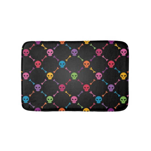 スカルを搭載する多彩なパターン バスマット (正面)