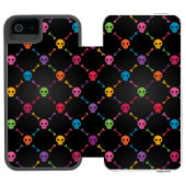 スカルを搭載する多彩なパターン INCIPIO iPhoneウォレットケース (フォリオ Open)