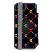 スカルを搭載する多彩なパターン INCIPIO iPhoneウォレットケース (フォリオ裏面)