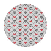 スカルを搭載する編まれたパターン カッティングボード (正面)