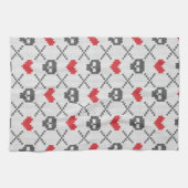 スカルを搭載する編まれたパターン キッチンタオル (横)