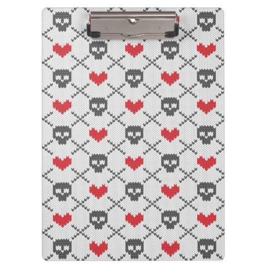 スカルを搭載する編まれたパターン クリップボード (正面)