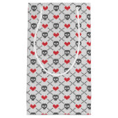 スカルを搭載する編まれたパターン スモールペーパーバッグ (正面)