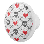 スカルを搭載する編まれたパターン セラミックノブ (右)