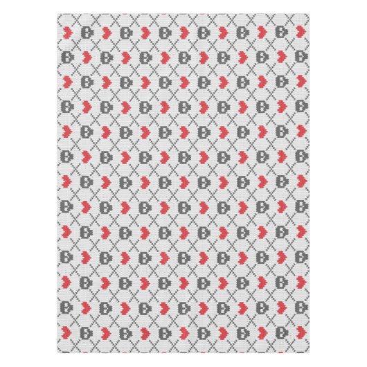 スカルを搭載する編まれたパターン テーブルクロス (正面)