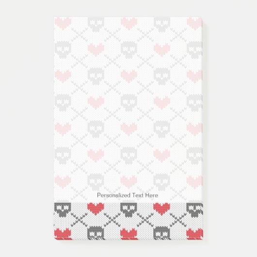 スカルを搭載する編まれたパターン ポストイット (正面)