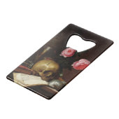 スカルを搭載する静物画 クレジットカード栓抜き (正面アングル)