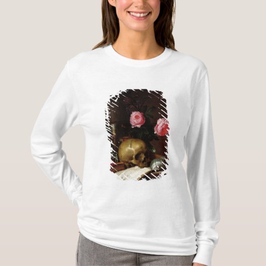 スカルを搭載する静物画 Tシャツ (正面)