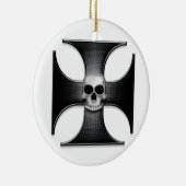 スカルを搭載する黒い鉄の十字 セラミックオーナメント (右)