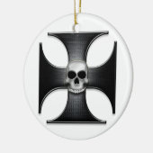 スカルを搭載する黒い鉄の十字 セラミックオーナメント (左)