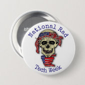 スカルを搭載する"国民の素晴らしいの技術週" 缶バッジ (正面&裏面)