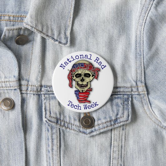スカルを搭載する"国民の素晴らしいの技術週" 缶バッジ (インサイチュ)