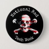スカルを搭載する"国民の素晴らしいの技術週" 缶バッジ (正面)