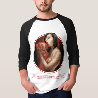 スカルを舐めます3/4匹のジャージー Tシャツ