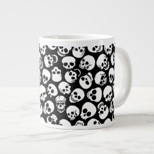 スカルを黒の背景パターンで表示 ジャンボコーヒーマグカップ